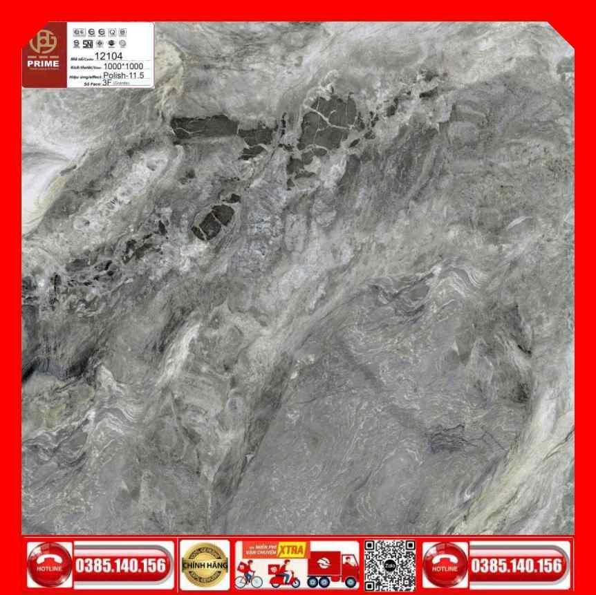 Gạch 100x100 Prime 03.100100.12104 vân đá Marbal xám